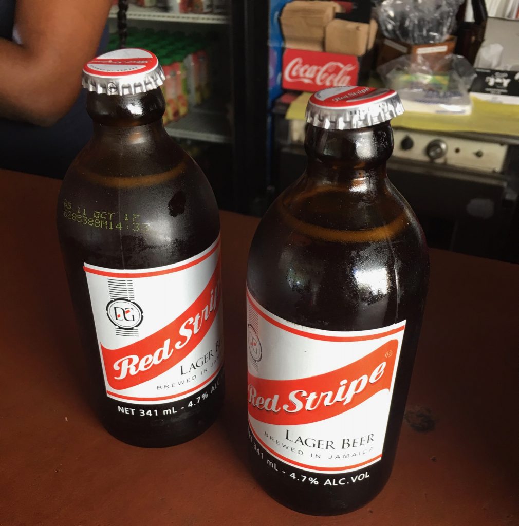 two Red Stripe beers
